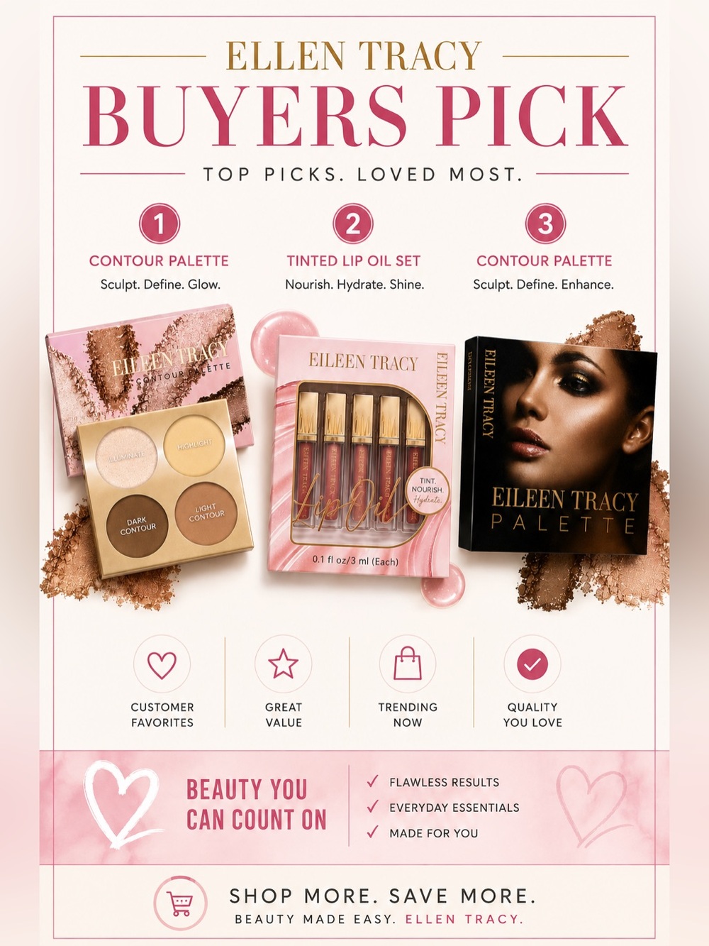 Buyer Pick: Ellen Tracy Contour or Tinted Lip Oil Set — Pink, Brown, Gold